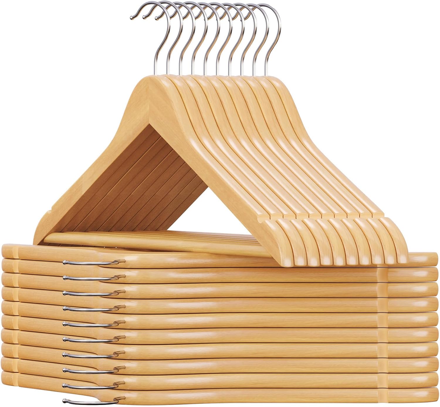 SONGMICS Solid Wood Hangers 20-Pack, Coat Hangers with