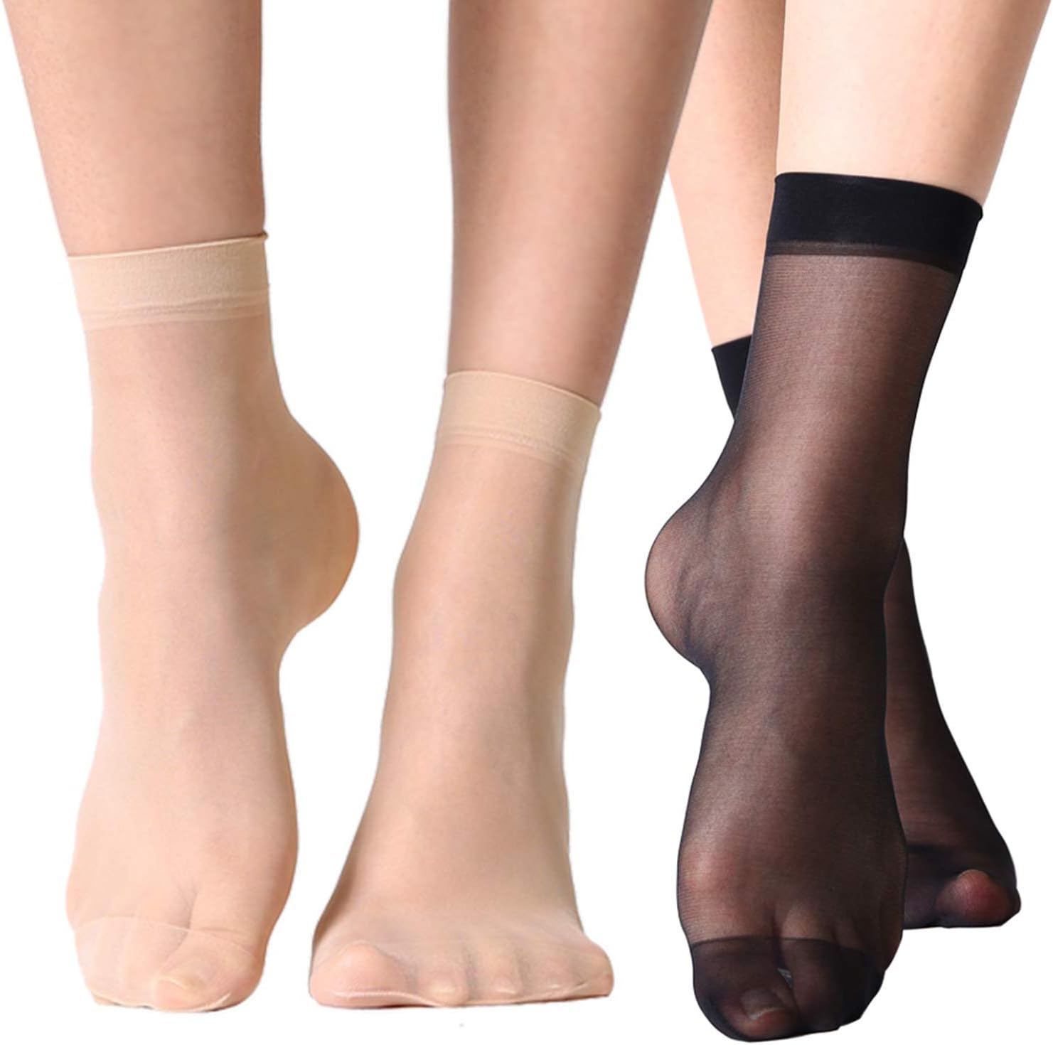 MANZI 12 Pairs Women's Ankle High Sheer Socks,