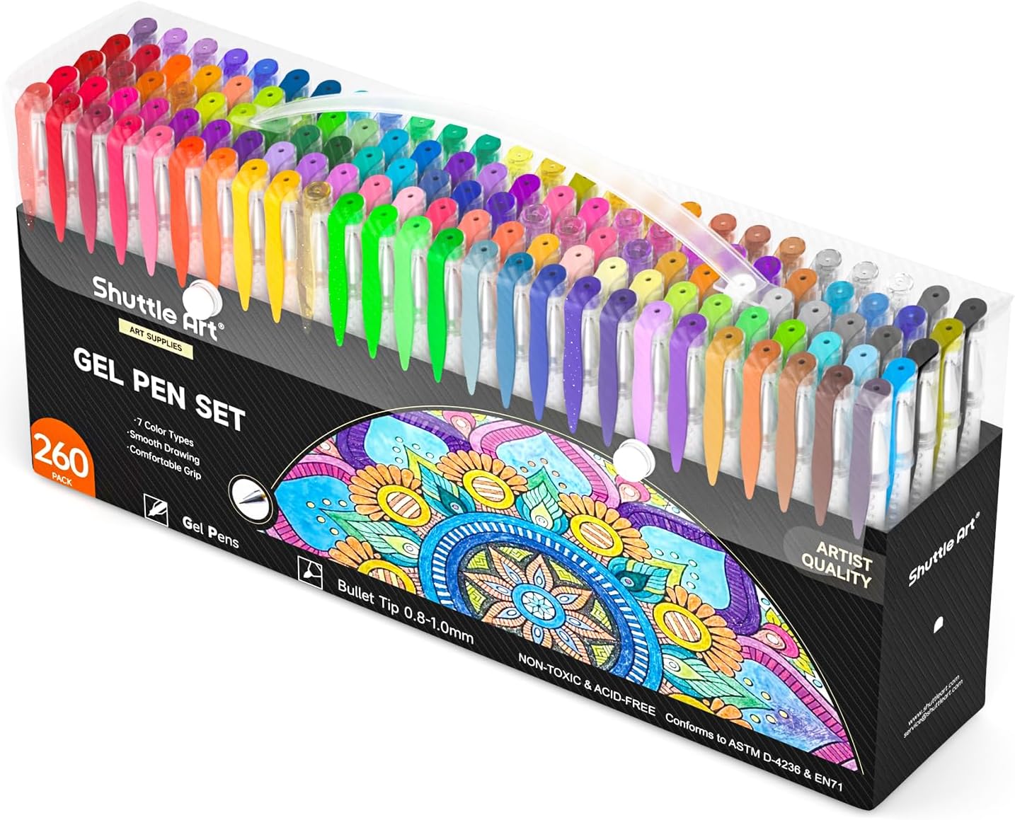 Shuttle Art 260-Pack Gel Pens Set, 130 Colors