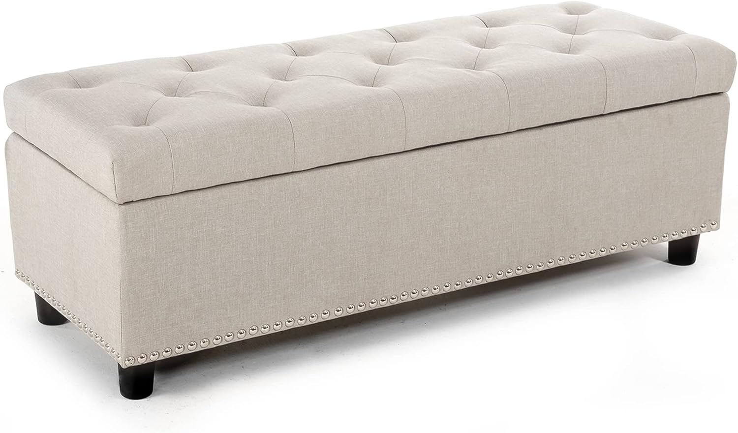 BELLEZE Storage Ottoman, Tufted Ottoman with Close Hinge,