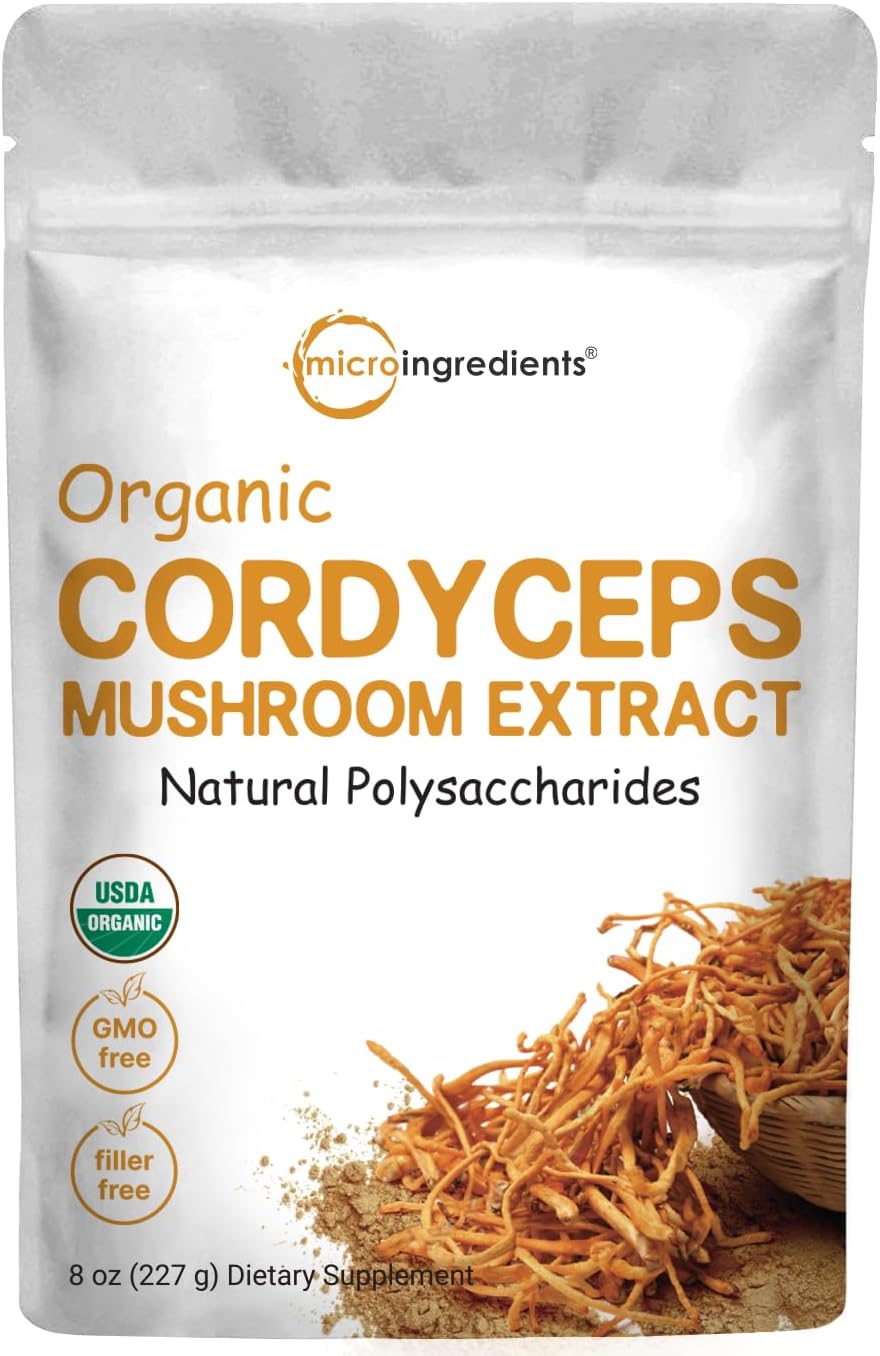 Organic Cordyceps Mushroom Extract Powder, 8 Ounces, 100:1