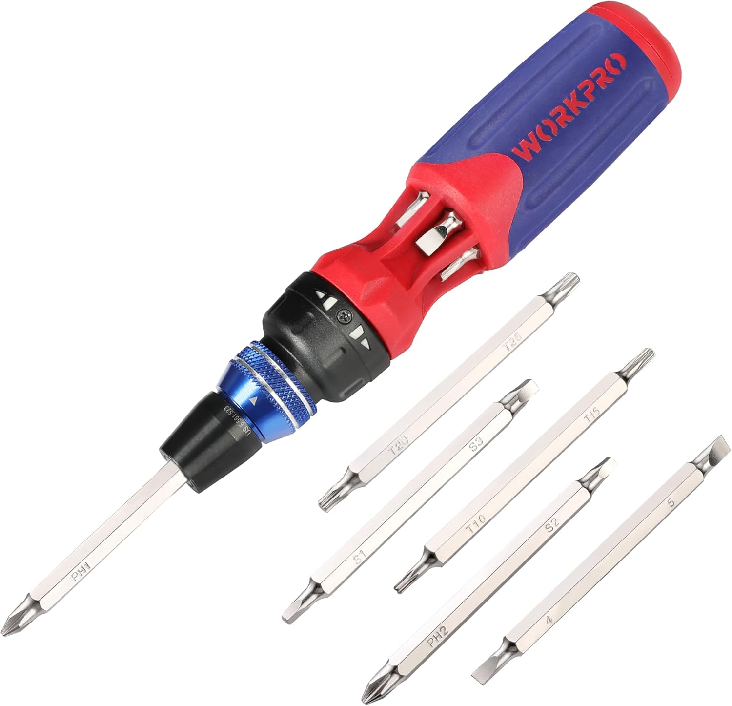 WORKPRO 12-in-1 Ratcheting Multi-Bit Screwdriver Set, Quick-Load Mechanism