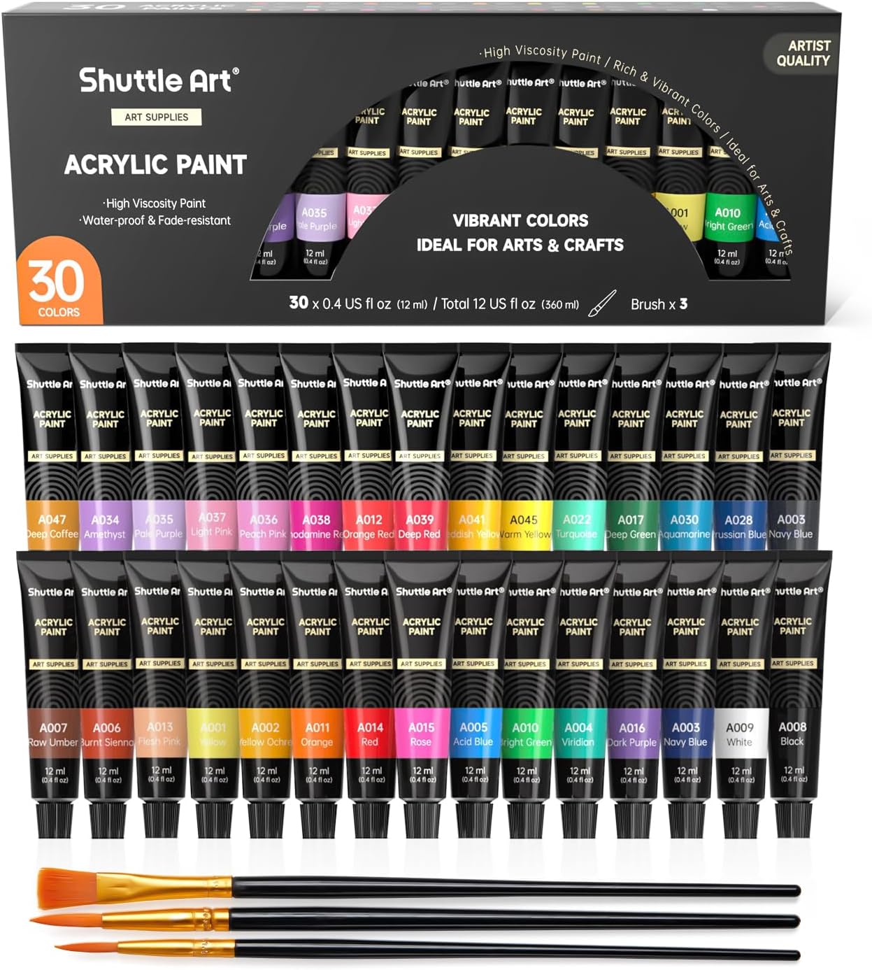 Shuttle Art Acrylic Paint Set, 30 x 12ml