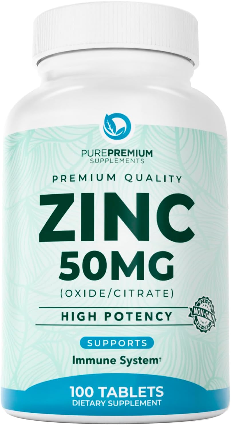 PurePremium Natural Zinc 50mg Supplements for Men/Women -