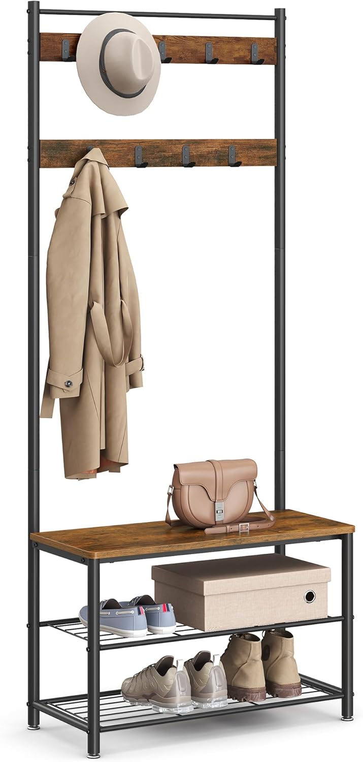 VASAGLE Coat Rack, Hall Tree with Shoe Storage