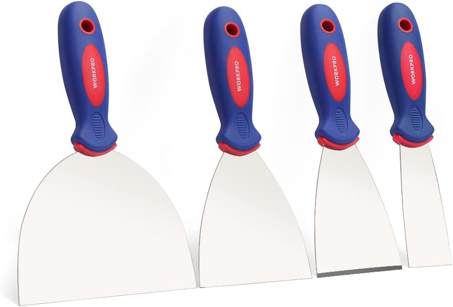 WORKPRO 4-Piece Putty Knife Set, Stainless Steel -