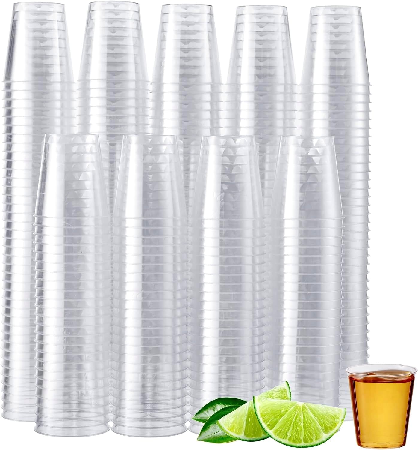 MATANA 300 Crystal Clear Plastic Shot Glasses 1oz,