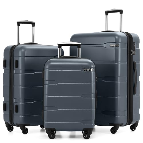 Coolife Luggage Set 3 Piece Hardside PC+ABS Suitcase