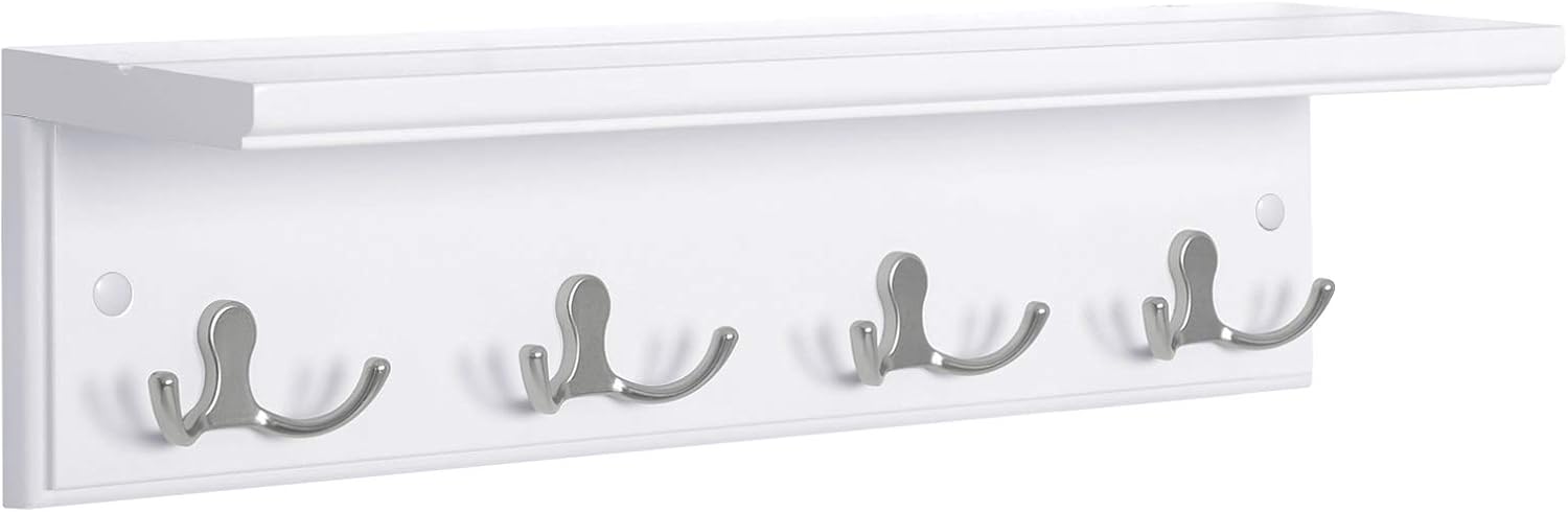 SONGMICS Entryway Hanging Coat Rack, Wall-Mounted Wooden Shelf