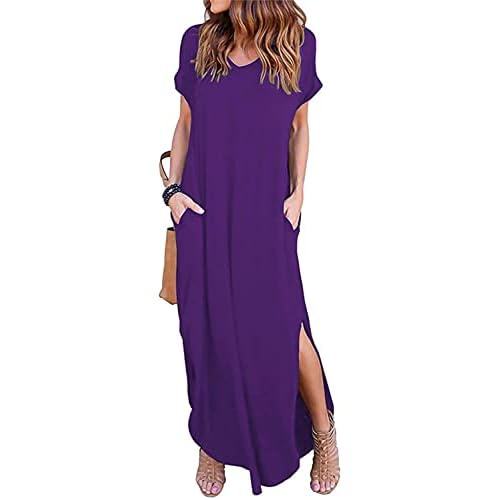 Arolina Women Summer Maxi Dress Short Sleeve V