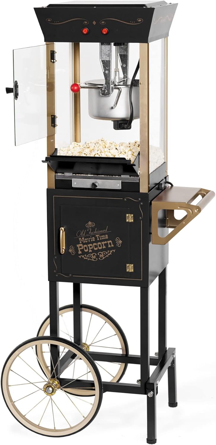 Nostalgia Popcorn Maker Machine, Professional Cart with 8