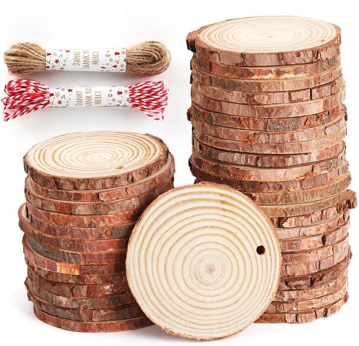 50Pcs Wood Slices for Crafts, 2.4"-2.8" Unfinished Wood