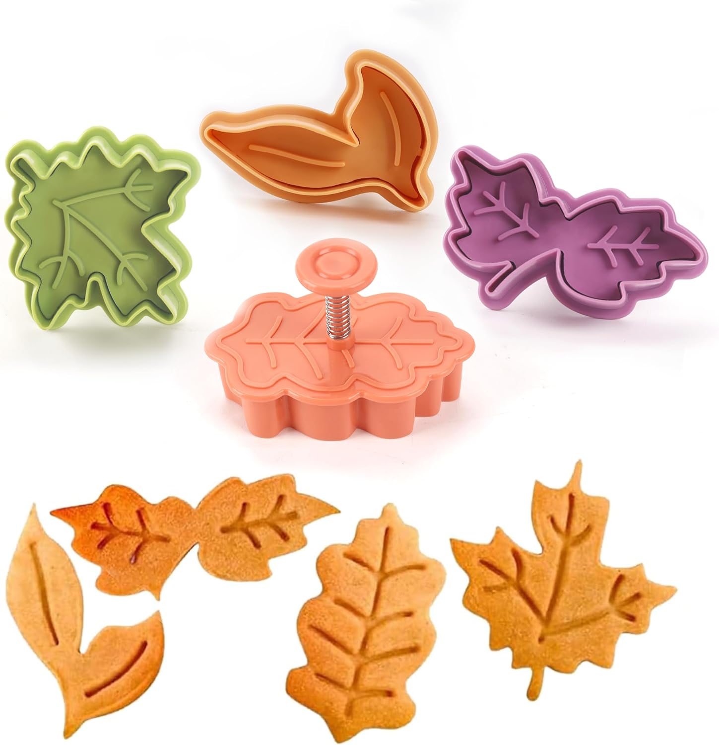 NPLUX 4Pcs Leaf Plunger Cutter Maple Leaf Cookie
