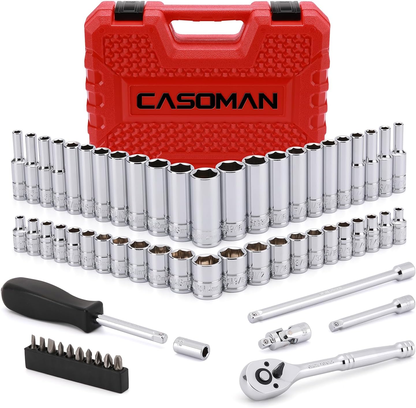 CASOMAN 1/4-Inch Drive Master Socket Set, 62-Piece with