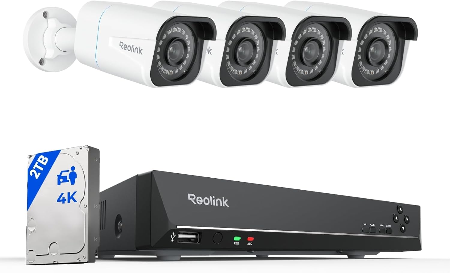 REOLINK 4K Security Camera System - H.265 4pcs