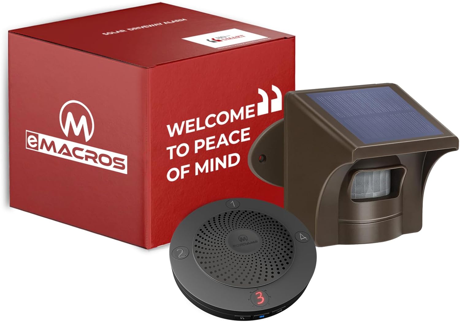 eMACROS Non-APP Wireless Driveway Alarm, 1/2 Mile Solar