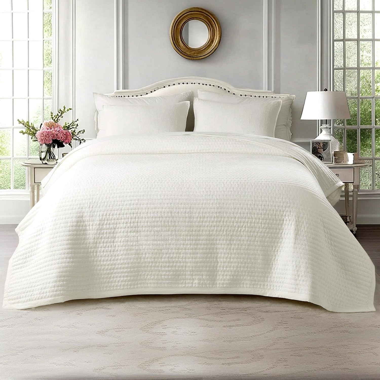 KASENTEX Oversized Queen Quilt Set 102x106 Inch, Soft