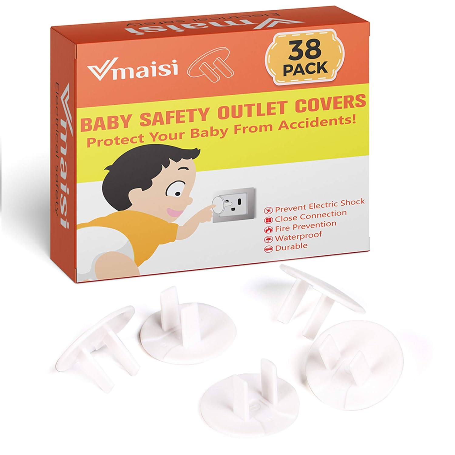 Vmaisi 38 Pack Outlet Covers, Childproof Plug Protectors