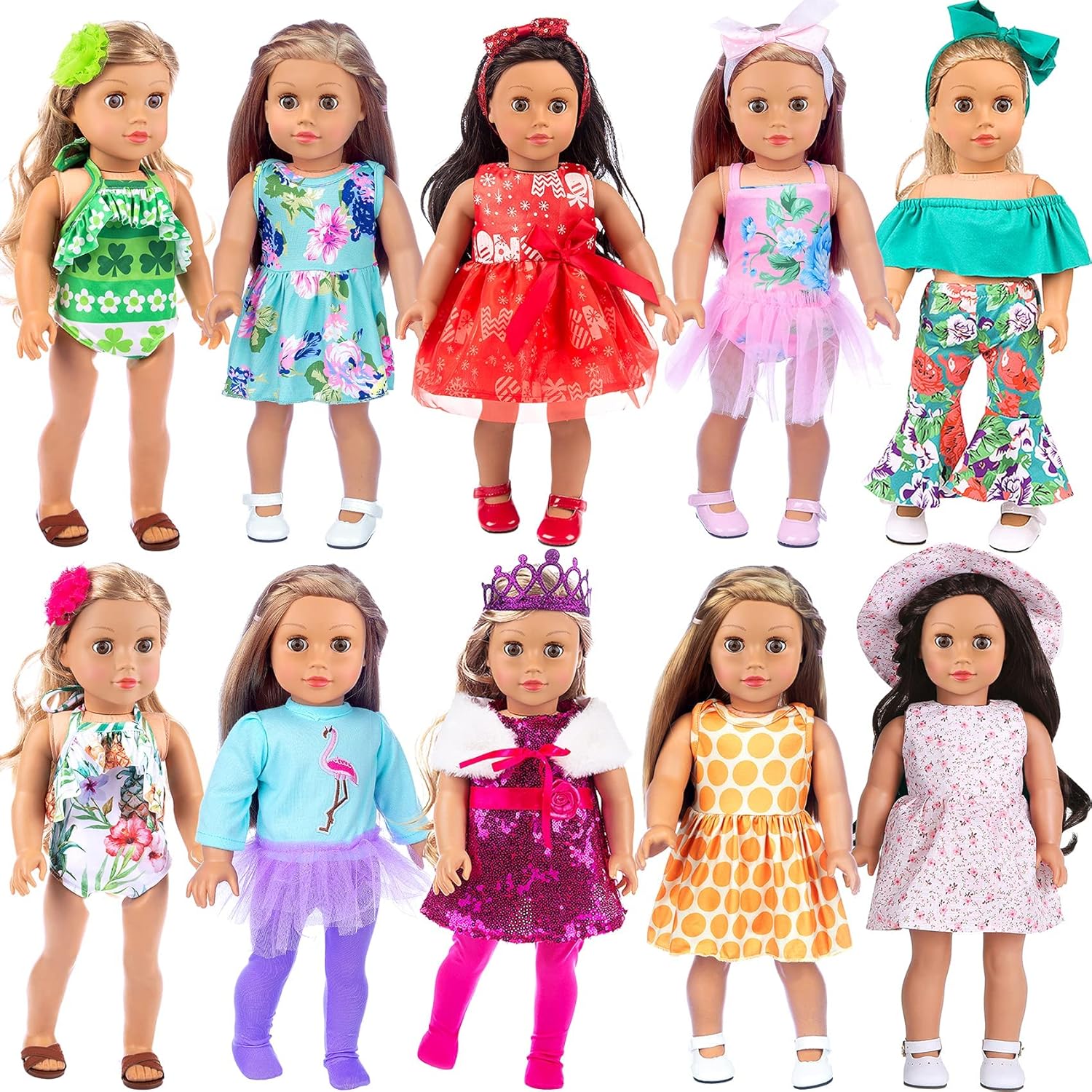 ZITA ELEMENT 24 Pcs American Doll Clothes &
