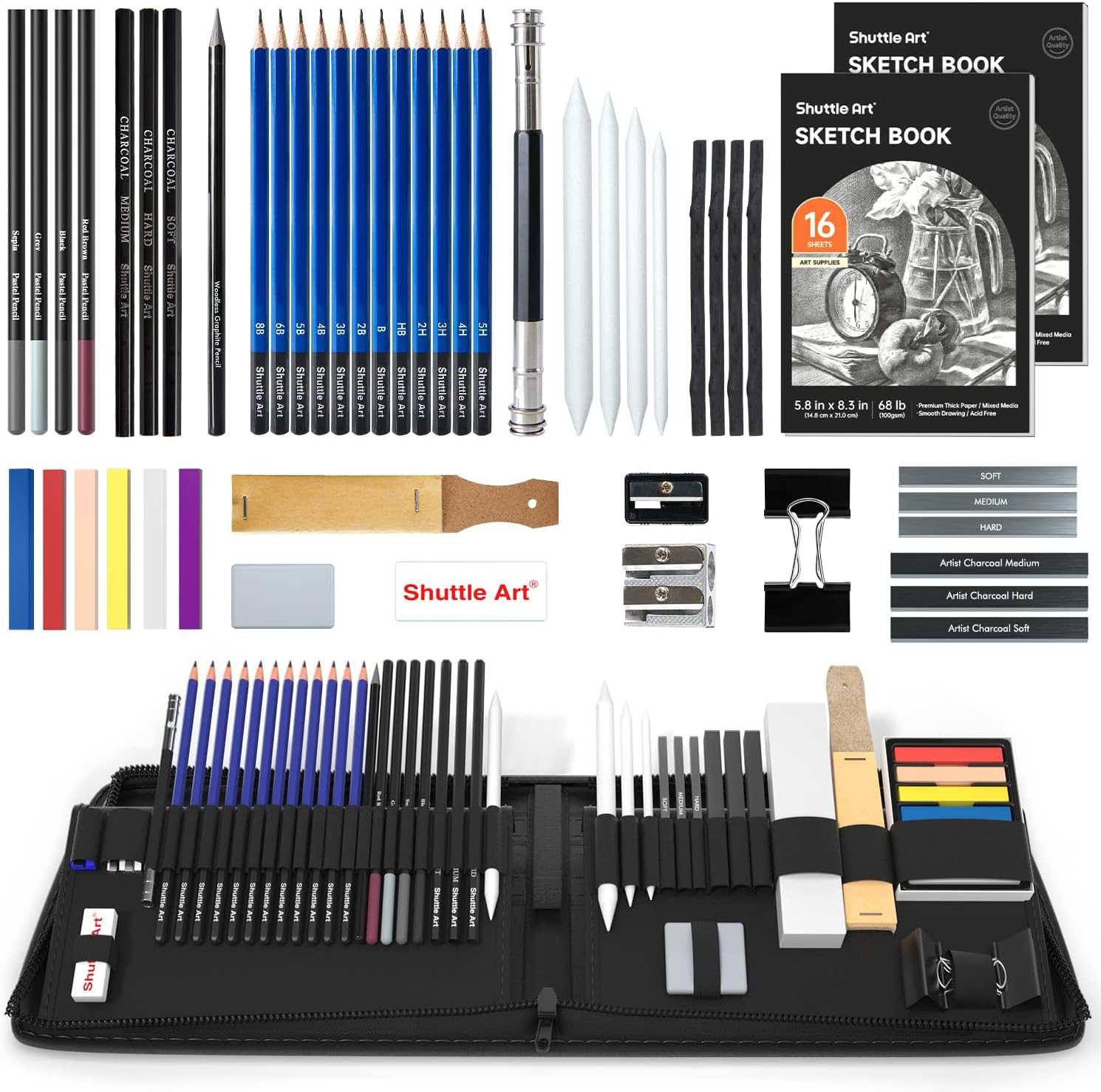 Shuttle Art 52-Pack Drawing Pencils Set, Professional Art