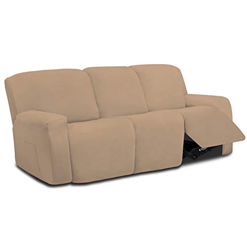 Easy-Going 8 Pieces Microfiber Stretch Sectional Recliner Sofa