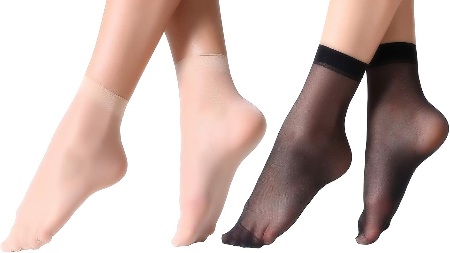 MANZI 12 Pairs Nylon Pantyhose Socks Ankle Sheer