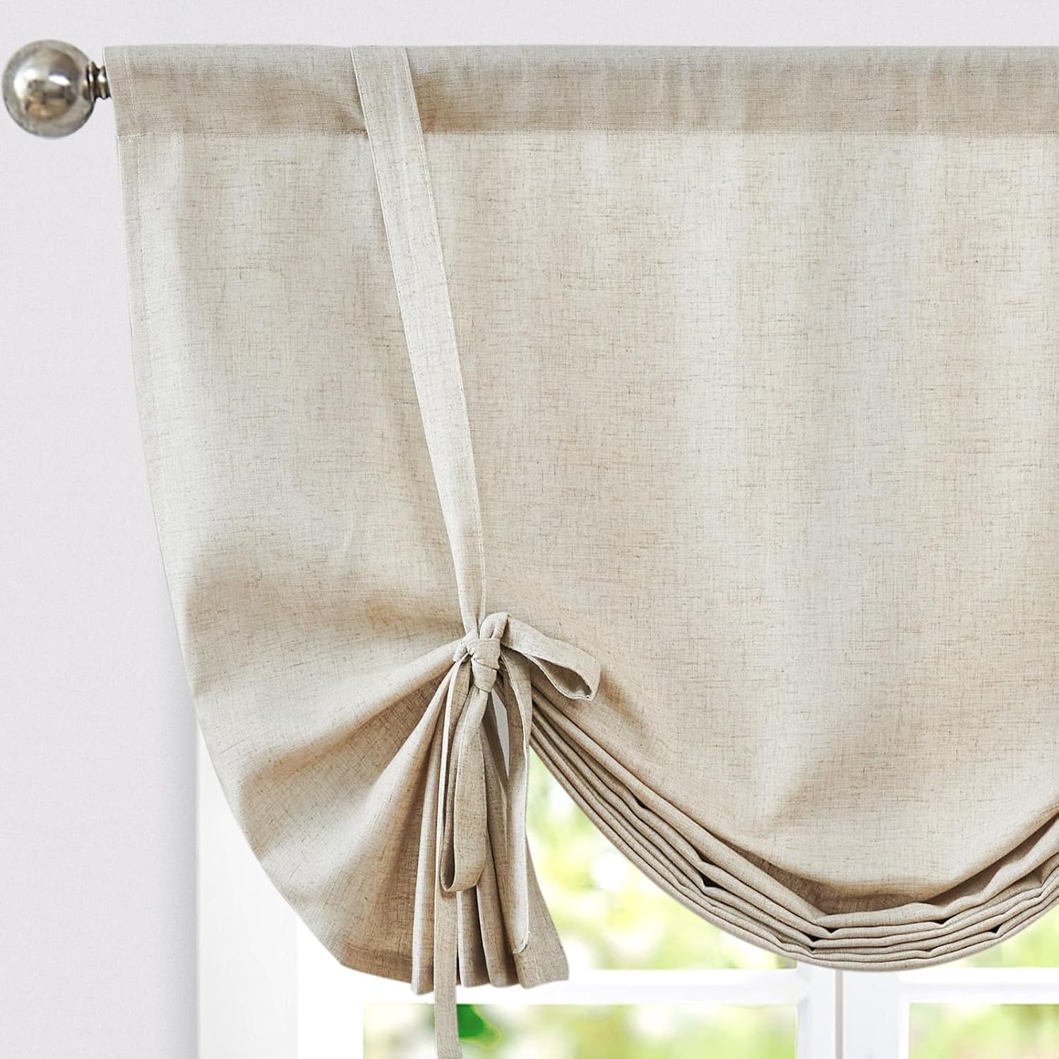 jinchan Linen Valance Curtain for Windows, Adjustable Tie
