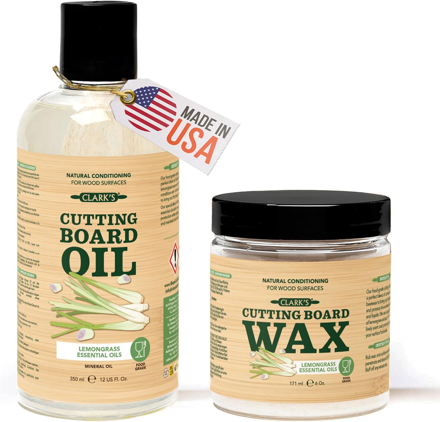 CLARK'S Food Grade Mineral Oil (12oz) and Carnauba