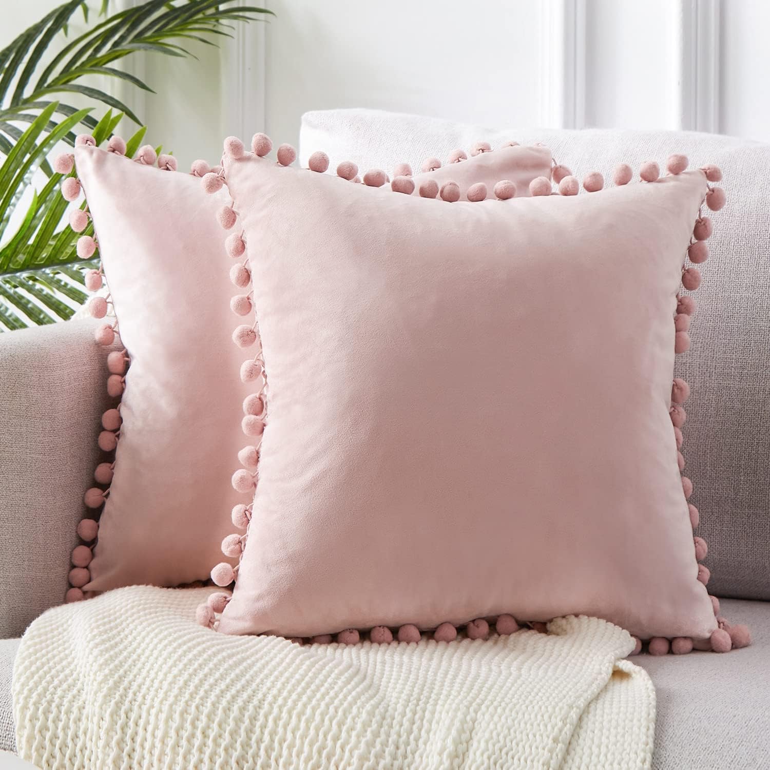 Top Finel Blush-Pink Throw Pillow Covers, 18x18 Inches,