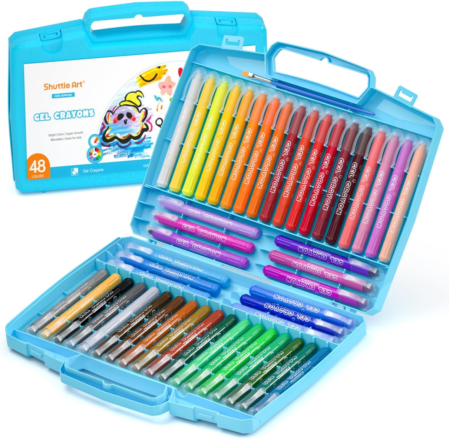 Shuttle Art 48 Colors Gel Crayons for Toddlers,