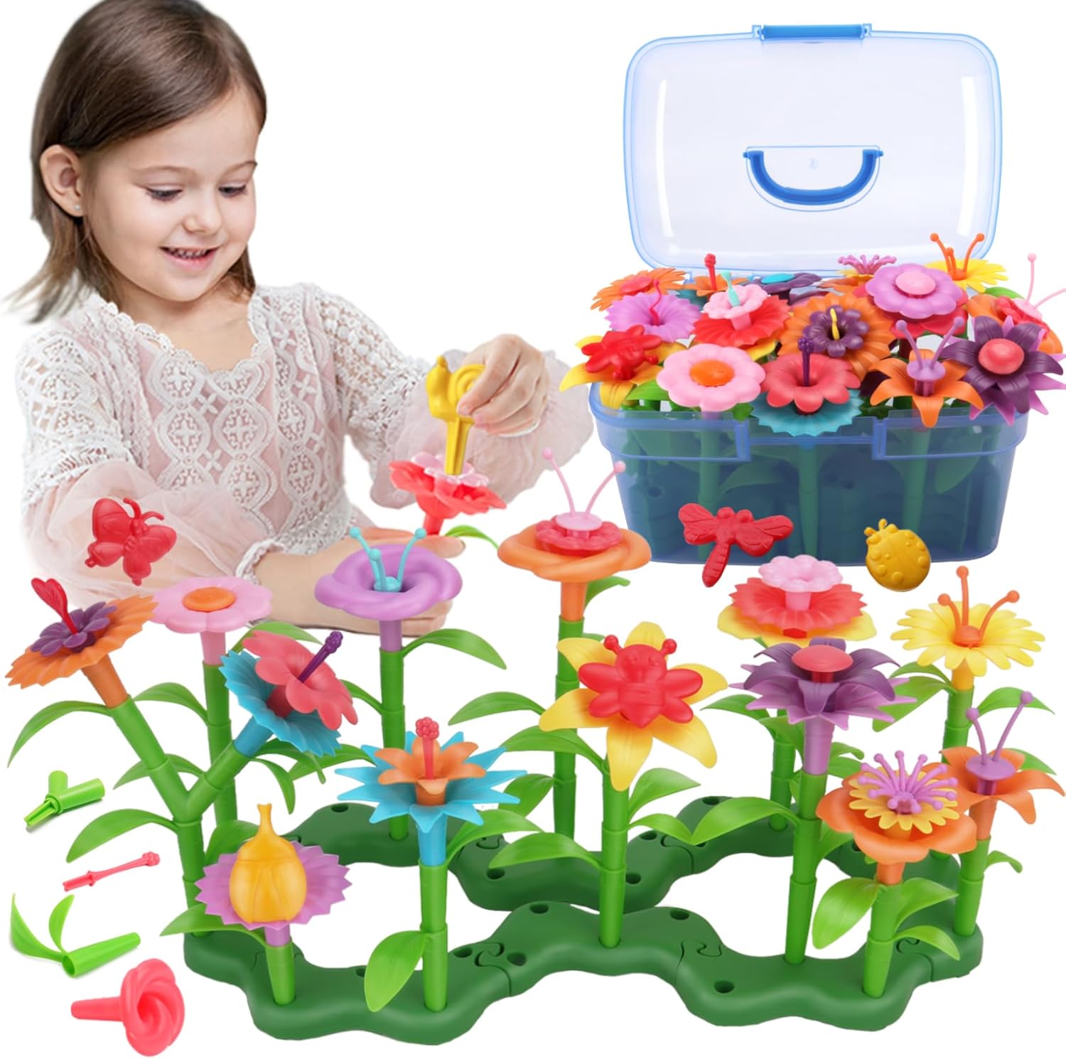BIRANCO Flower Garden Building Toys, Build-a-Bouquet Floral Arrangement