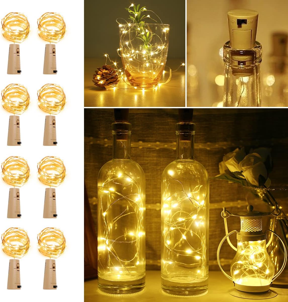 Lepro Wine Bottle Lights with Cork, 6.6 ft