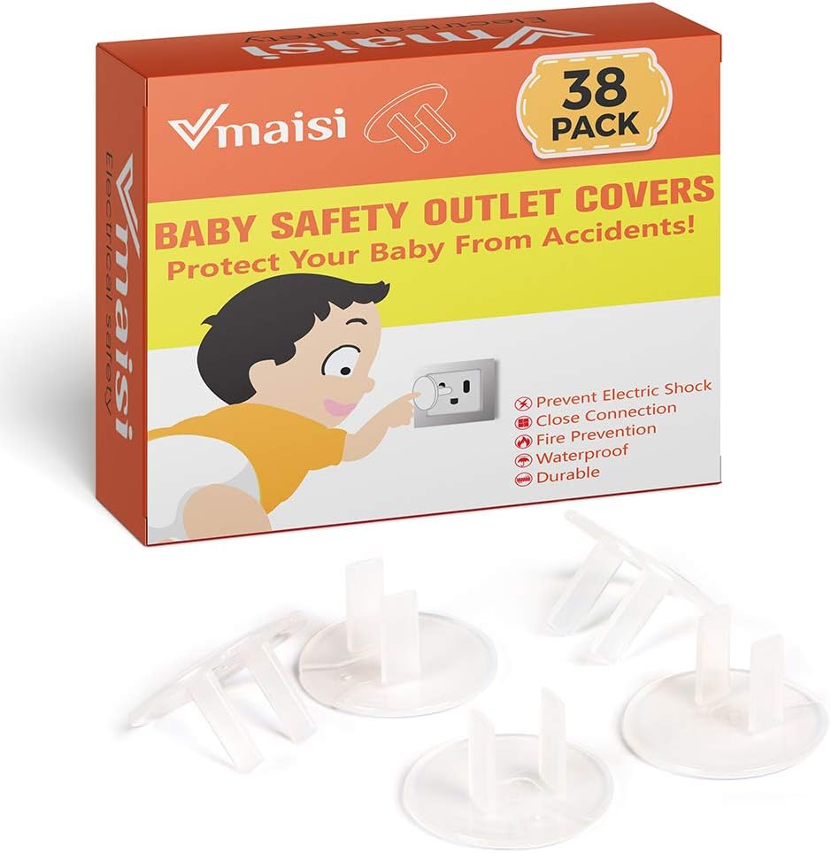 Vmaisi 38 Pieces Clear Outlet Covers for Baby