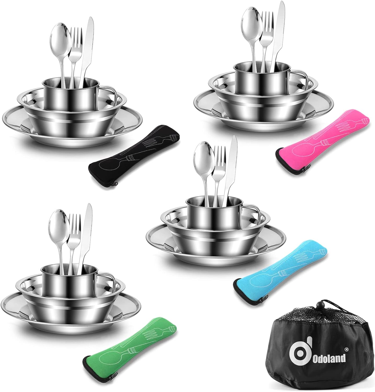 Odoland 29-Piece Stainless Steel Camping Mess Kit for