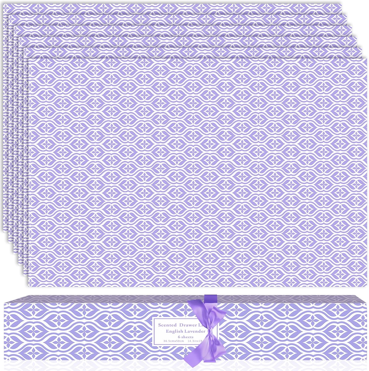 Lavender Scented Drawer Liners, 6 Sheets Fragrant Paper