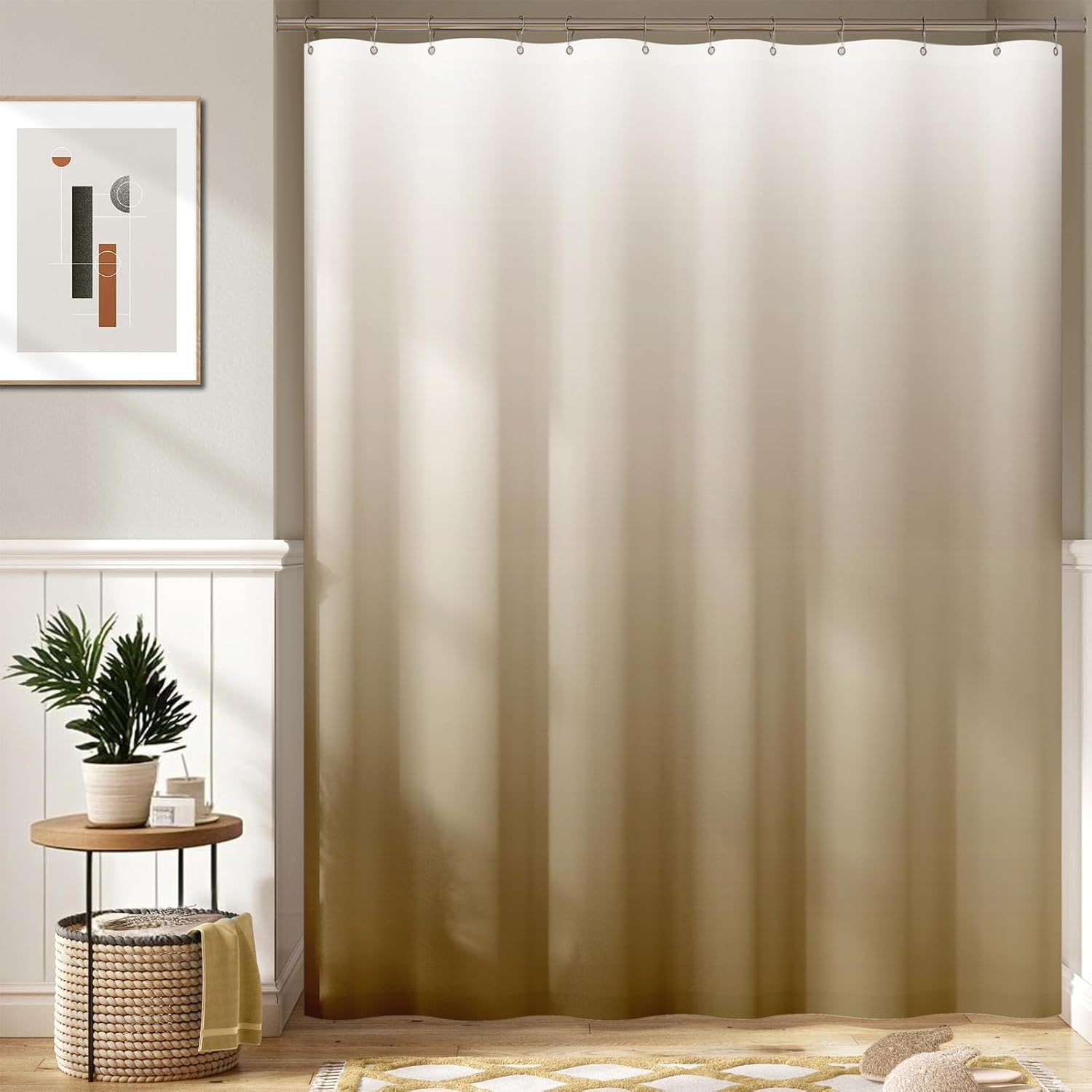 jinchan Ombre Taupe Shower Curtain for Bathroom, Waterproof