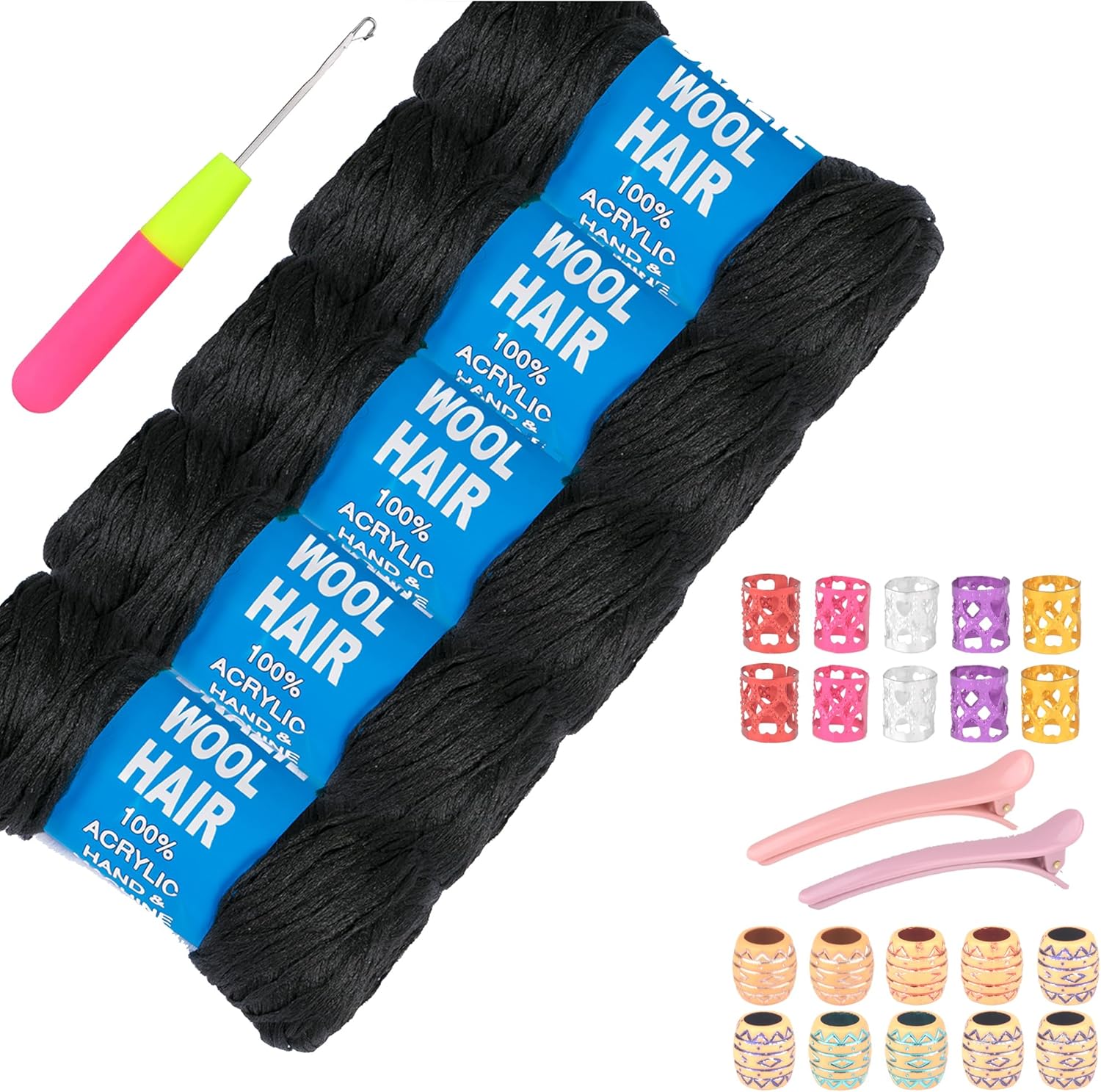 Modpion 5 Roll Brazilian Wool Hair Acrylic Yarn