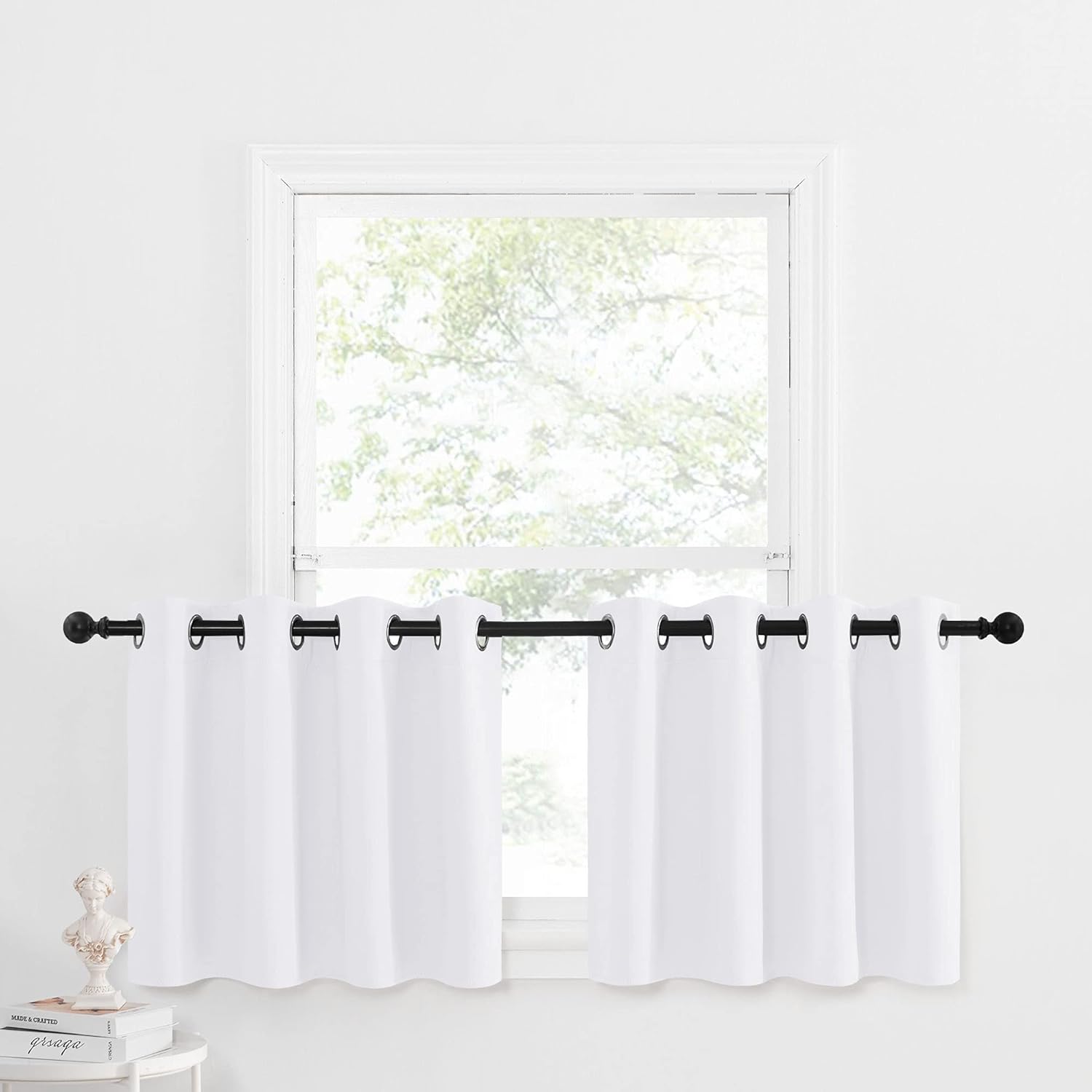 NICETOWN 50% Blackout Tier Curtains, Grommet-Top Room-Darkening Cafe