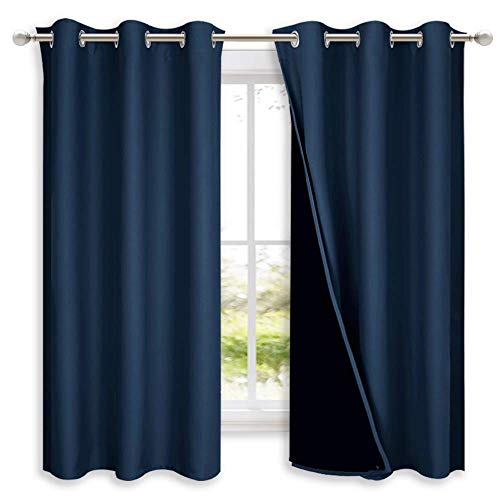 NICETOWN 100% Blackout Curtain Panels, Thermal Insulated Black