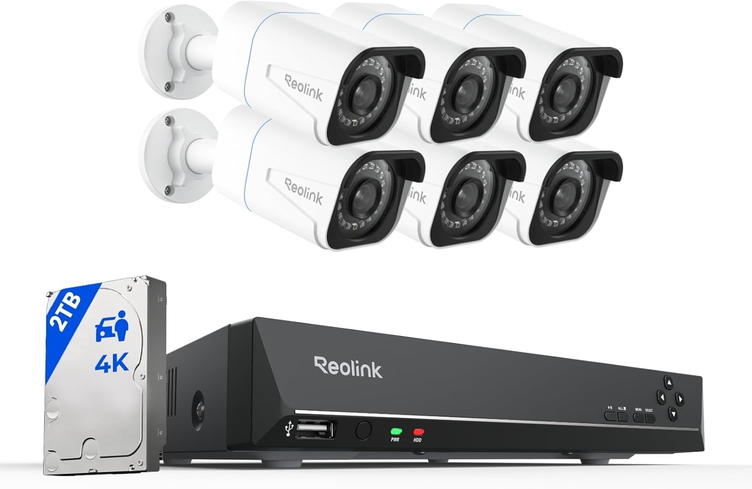 REOLINK 8CH 4K Security Camera System, 6pcs H.265