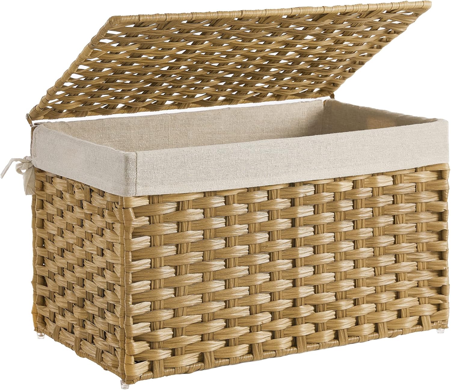 SONGMICS Storage Basket with Lid, Woven Blanket Storage