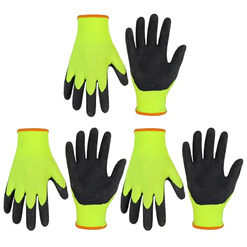 HANDLANDY 3 Pairs Kids Gardening Gloves, Micro-Foam Coated