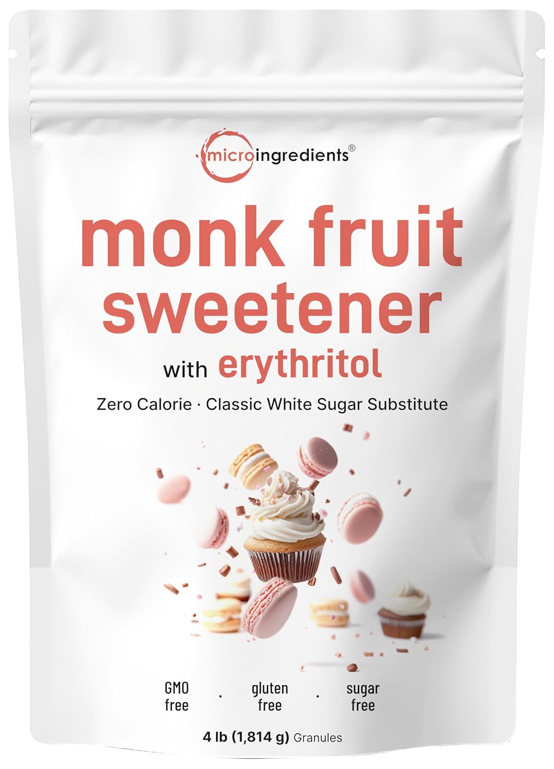 Monk Fruit Sweetener with Erythritol Granules, 4 Pounds,