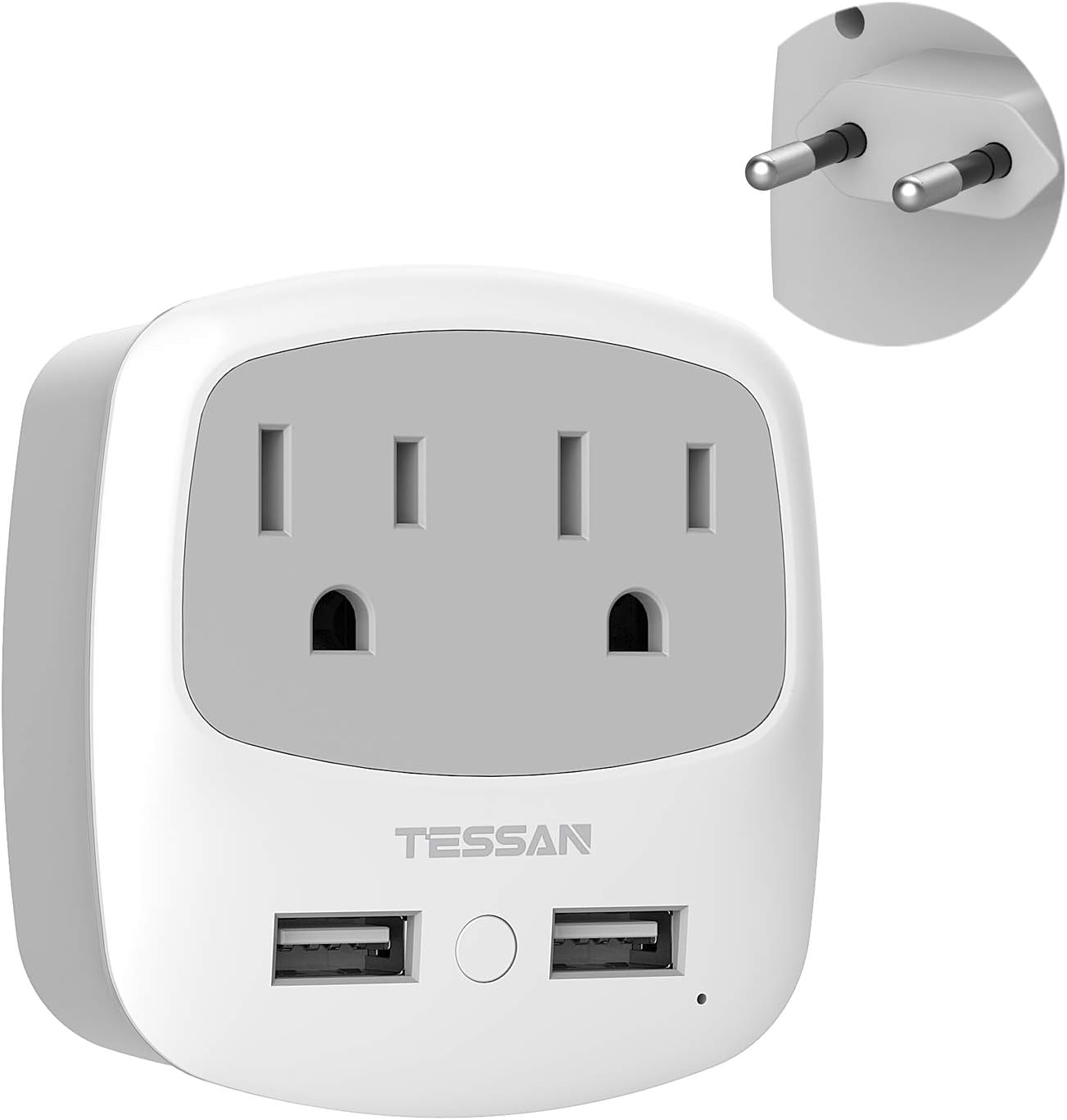 TESSAN European Travel Plug Adapter with 2 USB