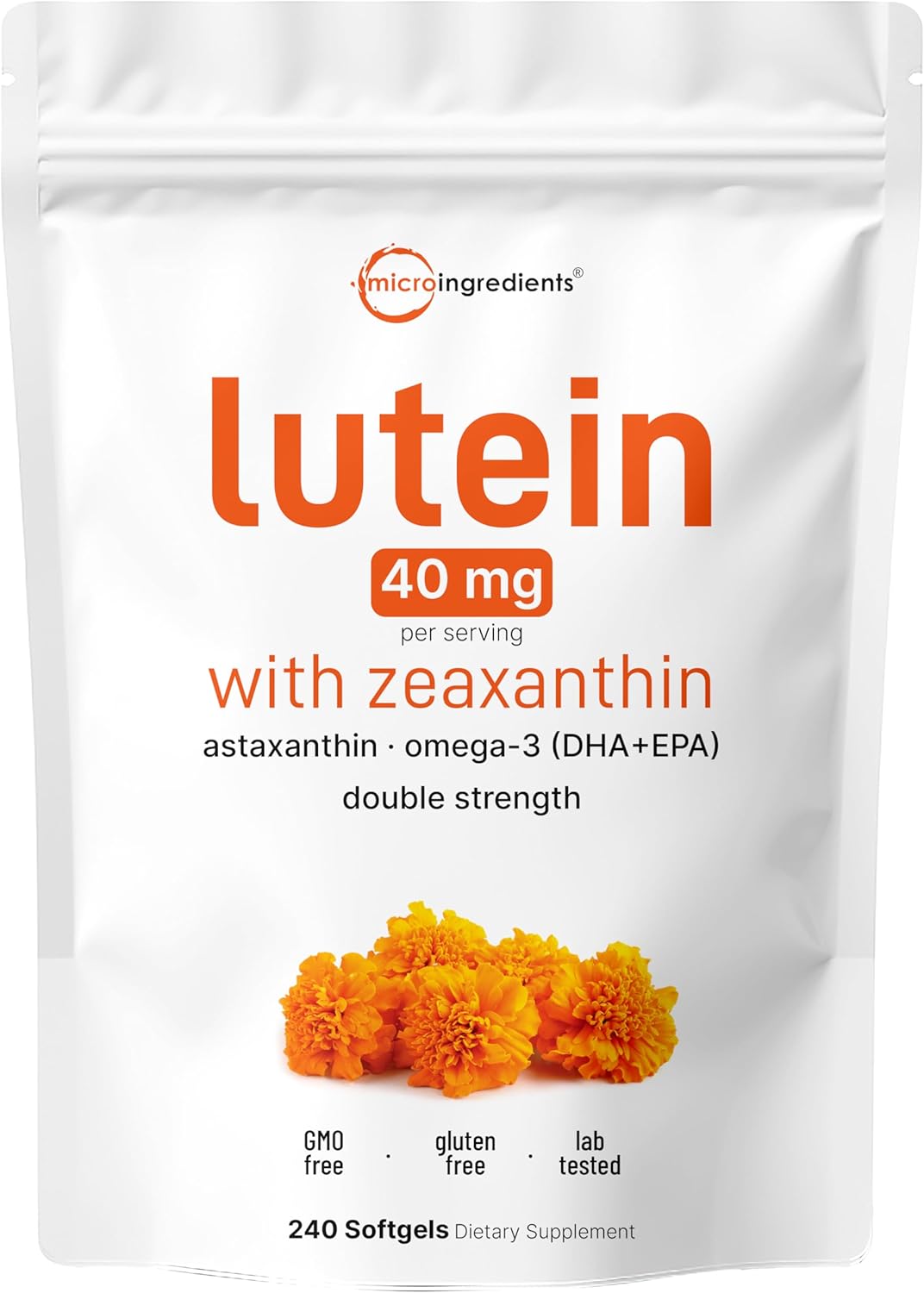 Micro Ingredients Lutein & Zeaxanthin 40mg Softgels, 240