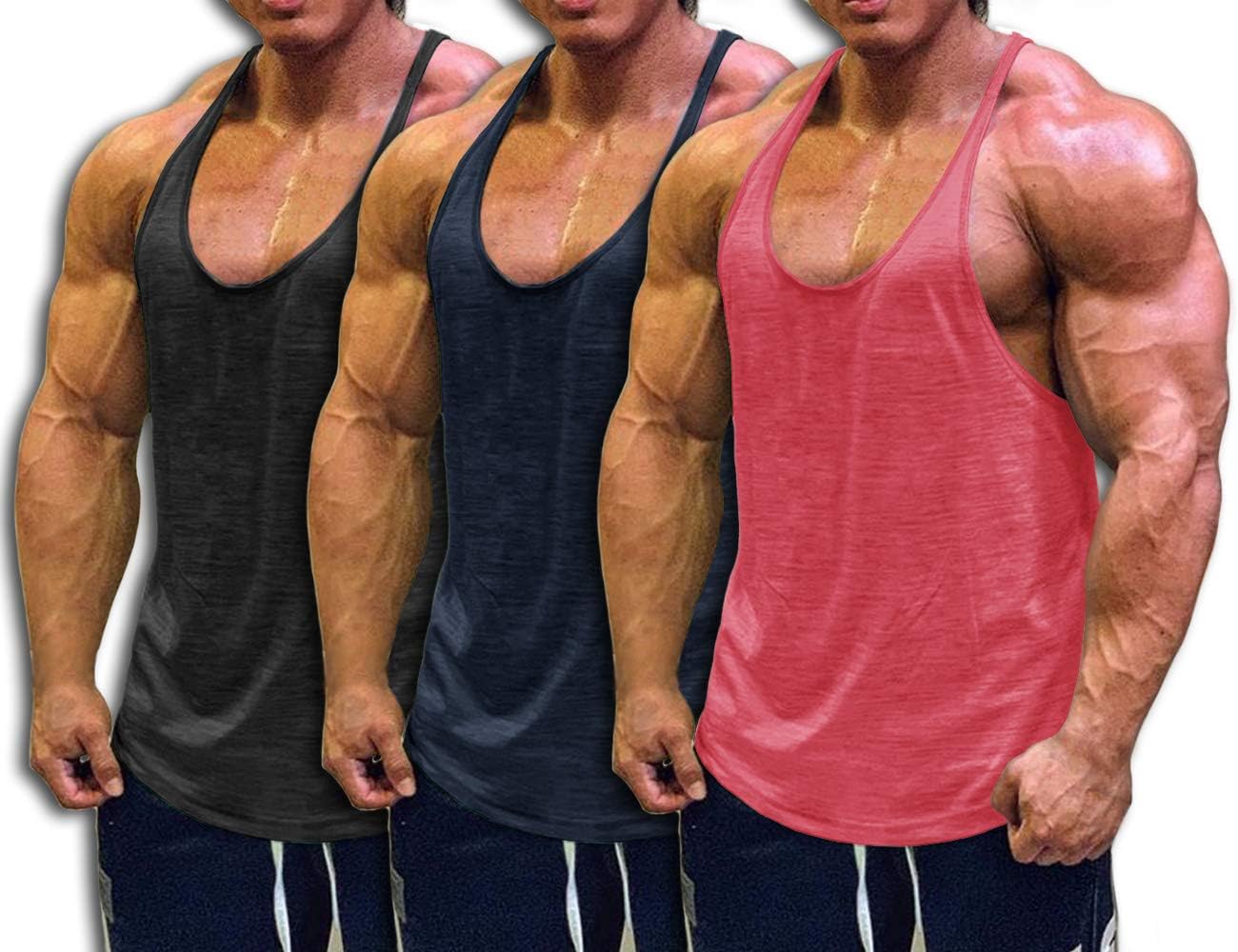 Muscle Cmdr Men's 3 Pack Stringer Tank Tops,