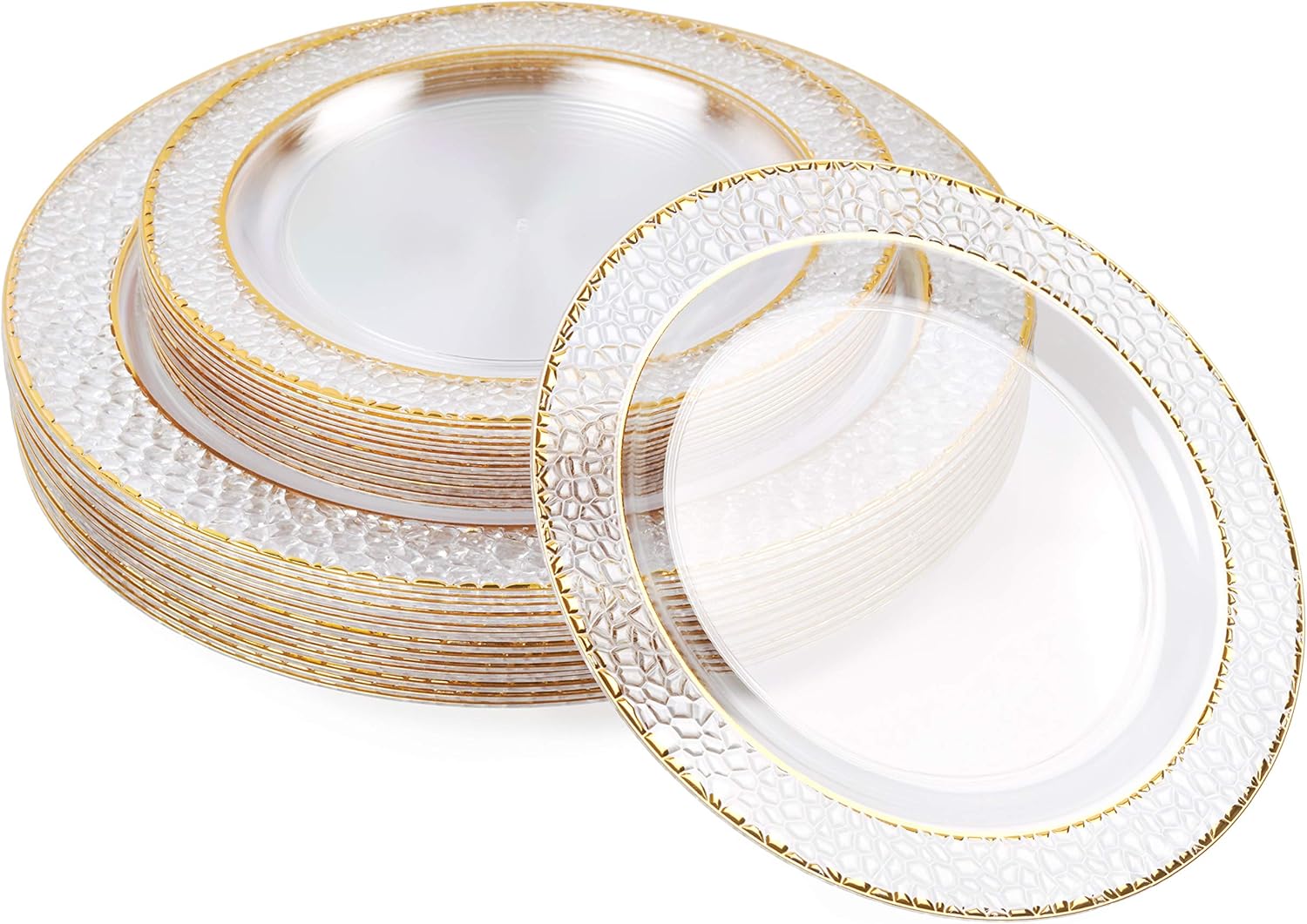 MATANA 40 Pack Clear Gold Plastic Plates -