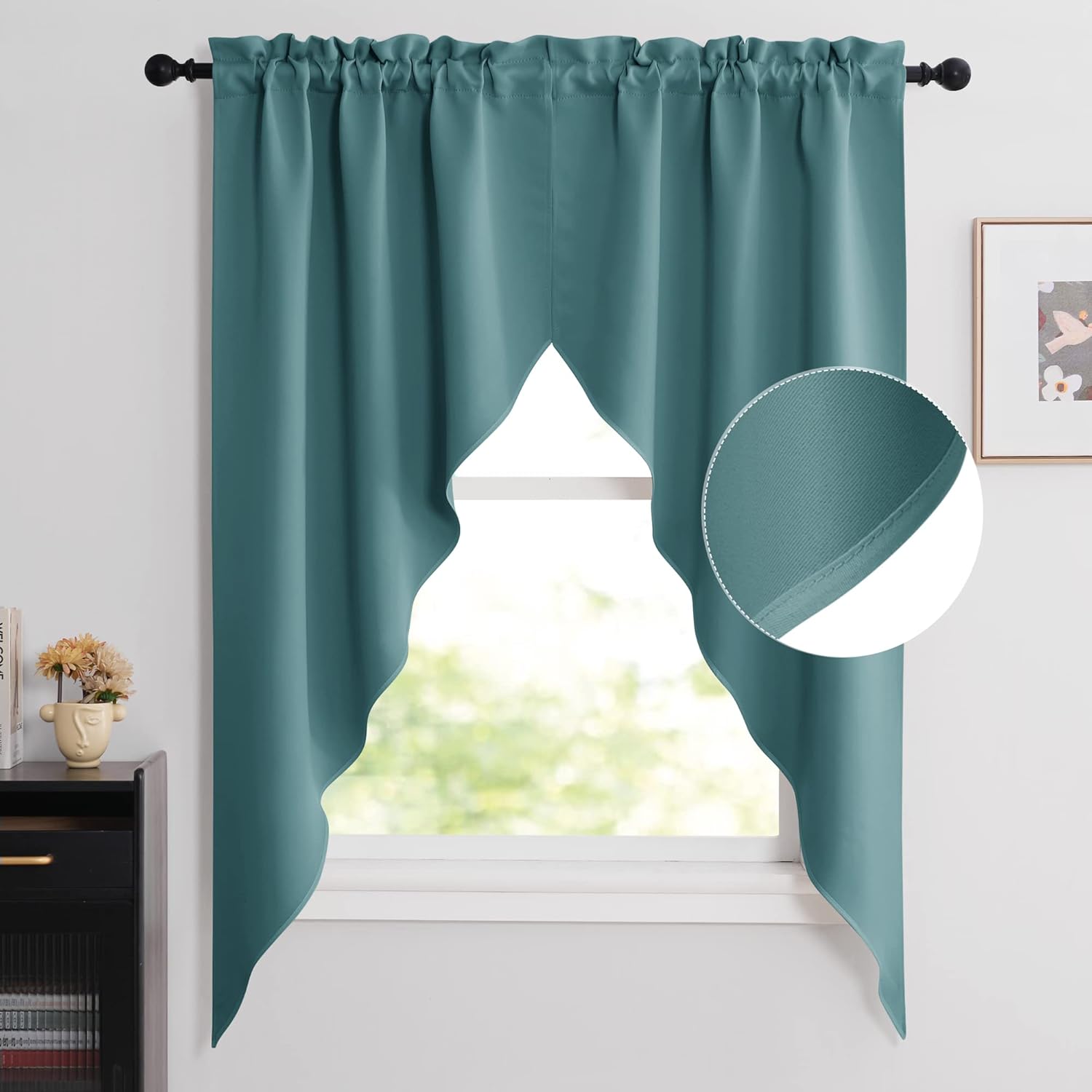 NICETOWN Blackout Window Valance/Swags, Tailored Scalloped Window Topper