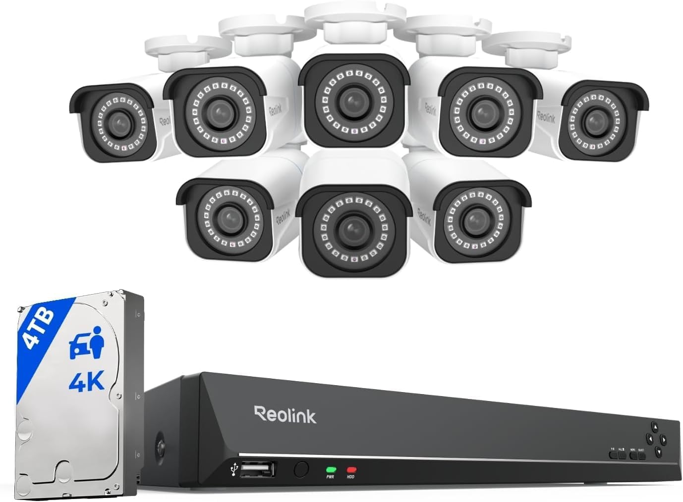 REOLINK 4K Security Camera System, RLK16-800B8 8pcs H.265