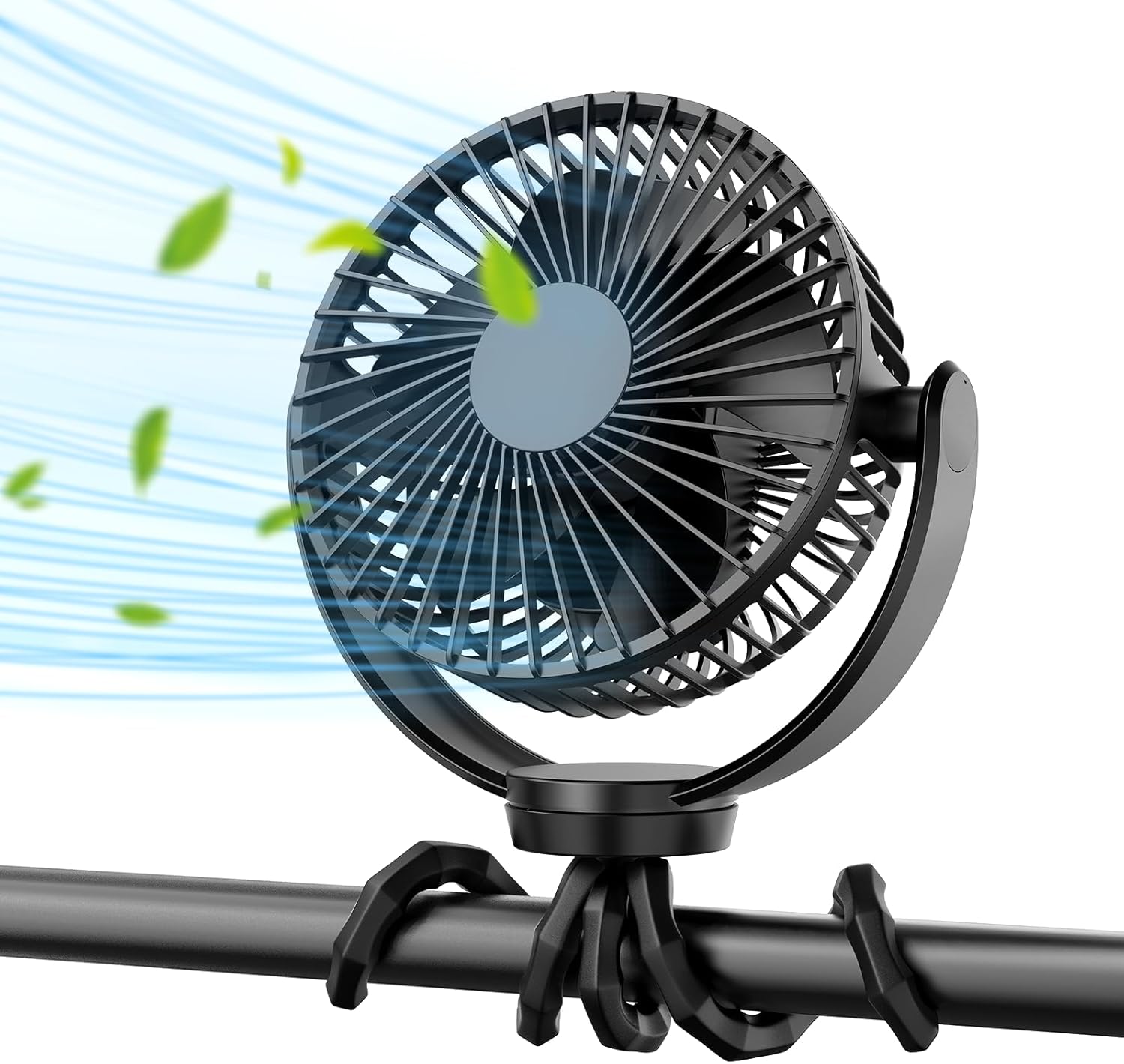 Koonie 5000mAh Portable Stroller Fan, 3-Speed Battery Operated,